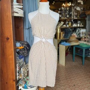 Chic Backless Gingham Halter Dress